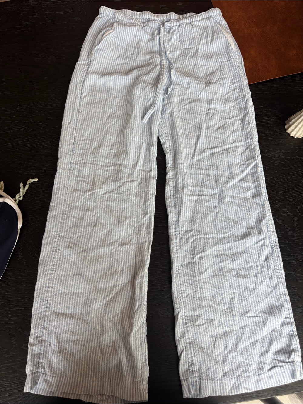 Hollister Light Blue & White Wide Leg Pants